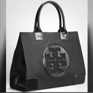Large Tory Burch Ella Nylon Patent Tote Bag